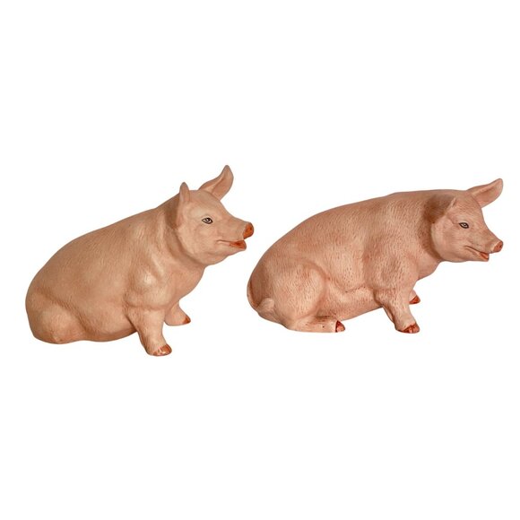 Royal Crown Porcelain Pig Figurines Set Of 2 Collectible Decorative Pieces - Picture 2 of 14